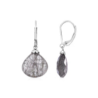 Thumbnail for Earrings with Black Rutile Teardrops in Sterling Silver Earrings Angelucci Jewelry   