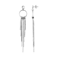 Thumbnail for Earrings with Circles and Wire Tassels in Sterling Silver Earrings Angelucci Jewelry   