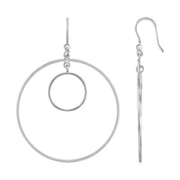 Thumbnail for Earrings with Double Polished Circle Drops in Sterling Silver Earrings Angelucci Jewelry   