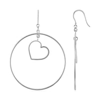 Thumbnail for Earrings with Polished Circle and Heart Drops in Sterling Silver Earrings Angelucci Jewelry   