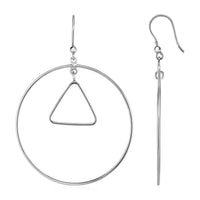 Thumbnail for Earrings with Polished Circle and Triangle Drops in Sterling Silver Earrings Angelucci Jewelry   