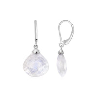 Thumbnail for Earrings with Rainbow Moonstone Teardrops in Sterling Silver Earrings Angelucci Jewelry   
