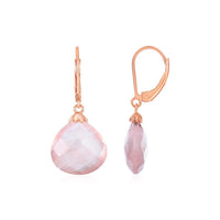 Thumbnail for Earrings with Rose Quartz Teardrops with Rose Finish in Sterling Silver Earrings Angelucci Jewelry   
