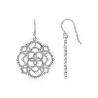 Thumbnail for Earrings with Textured Loop Pattern Drops in Sterling Silver Earrings Angelucci Jewelry   