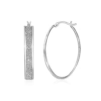 Thumbnail for Glitter Textured Oval Hoop Earrings in Sterling Silver Earrings Angelucci Jewelry   
