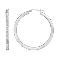 Thumbnail for Glitter Textured Square Tube Hoop Earrings in Sterling Silver Earrings Angelucci Jewelry   