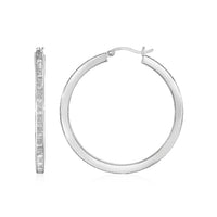 Thumbnail for Glitter Textured Tube Hoop Earrings in Sterling Silver Earrings Angelucci Jewelry   