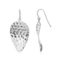 Thumbnail for Hammered Texture Pear Drop Earrings in Sterling Silver Earrings Angelucci Jewelry   