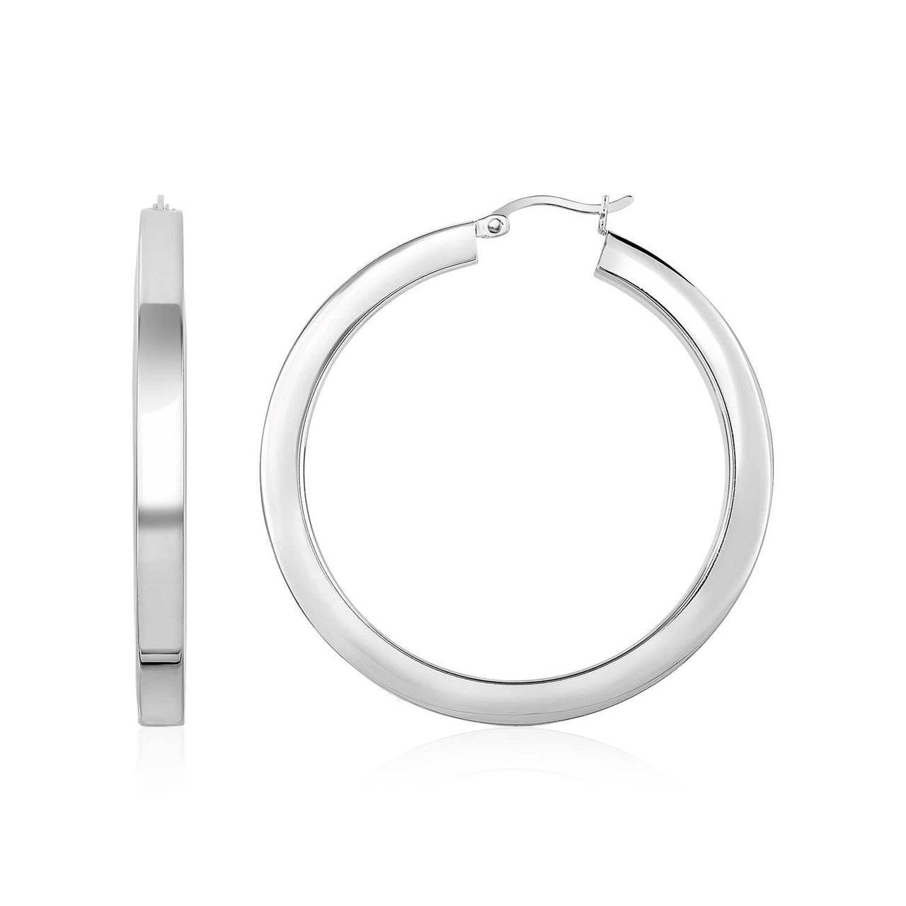 High Polish Tube Hoop Earrings in Sterling Silver Earrings Angelucci Jewelry   