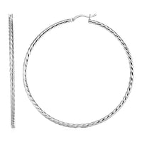 Thumbnail for Hoop Earrings with Twist Texture in Sterling Silver Earrings Angelucci Jewelry   