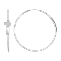 Thumbnail for Large Hoop Earrings with Crosses in Sterling Silver Earrings Angelucci Jewelry   