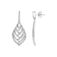 Thumbnail for Leaf Motif Drop Earrings with Cubic Zirconia in Sterling Silver Earrings Angelucci Jewelry   
