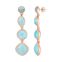 Thumbnail for Long Earrings with Aqua Chalcedony in Rose Finish Sterling Silver Earrings Angelucci Jewelry   