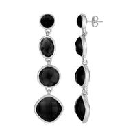 Thumbnail for Long Earrings with Black Onyx in Sterling Silver Earrings Angelucci Jewelry   