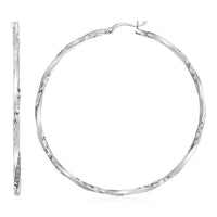 Thumbnail for Matte and Textured Twisted Hoop Earrings in Sterling Silver Earrings Angelucci Jewelry   