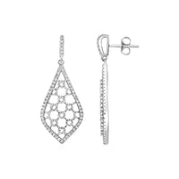 Thumbnail for Open Mosaic Motif Earrings with Cubic Zirconia in Sterling Silver Earrings Angelucci Jewelry   