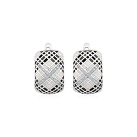 Thumbnail for Plaid Motif Earrings with Enamel and Cubic Zirconia in Sterling Silver Earrings Angelucci Jewelry   