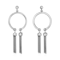 Thumbnail for Polished Circular Earrings with Tassels in Sterling Silver Earrings Angelucci Jewelry   