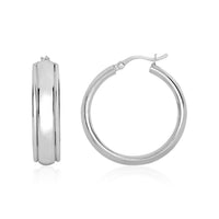 Thumbnail for Polished Domed Three-Row Hoop Earrings in Sterling Silver Earrings Angelucci Jewelry   
