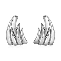 Thumbnail for Polished Leaf Motif Earrings in Sterling Silver Earrings Angelucci Jewelry   