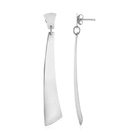 Thumbnail for Polished Long Curved Rectangle Drop Earrings in Sterling Silver Earrings Angelucci Jewelry   
