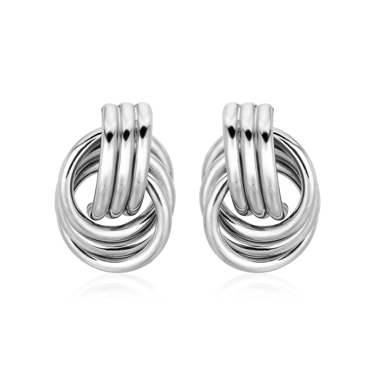Polished Love Knot Earrings with Interlocking Rings in Sterling Silver Earrings Angelucci Jewelry   