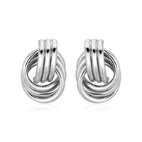 Thumbnail for Polished Love Knot Earrings with Interlocking Rings in Sterling Silver Earrings Angelucci Jewelry   