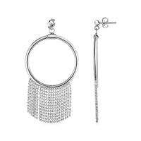 Thumbnail for Polished Ring Earrings with Chain Tassels in Sterling Silver Earrings Angelucci Jewelry   