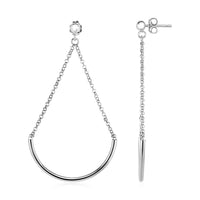 Thumbnail for Polished Semicircle and Chain Drop Earrings in Sterling Silver Earrings Angelucci Jewelry   