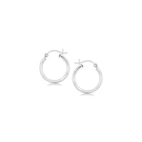 Thumbnail for Polished Sterling Silver and Rhodium Plated Hoop Earrings (15mm) Earrings Angelucci Jewelry   