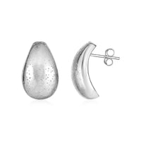 Thumbnail for Post Earrings with Textured Domed Teardrops in Sterling Silver Earrings Angelucci Jewelry   