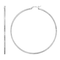Thumbnail for Ridge Textured Hoop Earrings in Sterling Silver Earrings Angelucci Jewelry   