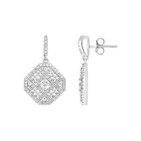 Thumbnail for Square Motif Earrings with Cubic Zirconia in Sterling Silver Earrings Angelucci Jewelry   