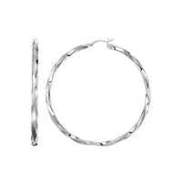 Thumbnail for Square Profile Twisted Hoop Earrings in Sterling Silver Earrings Angelucci Jewelry   
