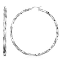 Thumbnail for Square Profile Twisted Hoop Earrings in Sterling Silver Earrings Angelucci Jewelry   