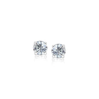 Thumbnail for Sterling Silver 3mm Faceted White Cubic Zirconia Stud Earrings Earrings Angelucci Jewelry   