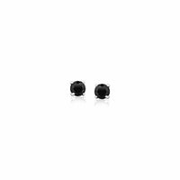 Thumbnail for Sterling Silver Black 3mm Faceted Cubic Zirconia Stud Earrings Earrings Angelucci Jewelry   