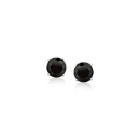 Thumbnail for Sterling Silver Black 5mm Faceted Black Cubic Zirconia Stud Earrings Earrings Angelucci Jewelry   