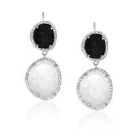 Thumbnail for Sterling Silver Diamond Accented Moonstone and Black Onyx Earrings Earrings Angelucci Jewelry   