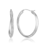Thumbnail for Sterling Silver Diamond Dust Twist Oval Shape Hoop Earrings Earrings Angelucci Jewelry   