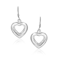 Thumbnail for Sterling Silver Drop Earrings with a Puffed Open Heart Design Earrings Angelucci Jewelry   
