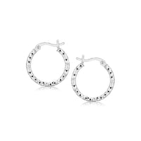 Thumbnail for Sterling Silver Faceted Design Hoop Earrings with Rhodium Plating Earrings Angelucci Jewelry   