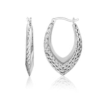 Thumbnail for Sterling Silver Fancy Weave Style Texture Hoop Earrings Earrings Angelucci Jewelry   