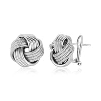Thumbnail for Sterling Silver Groove Textured Love Knot Earrings Earrings Angelucci Jewelry   