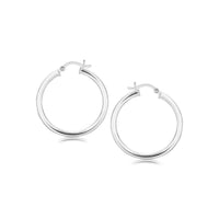 Thumbnail for Sterling Silver Hoop Style Earrings with Polished Rhodium Plating (30mm) Earrings Angelucci Jewelry   