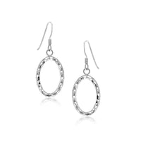 Thumbnail for Sterling Silver Open Oval Drop Earrings with Textured Design Earrings Angelucci Jewelry   