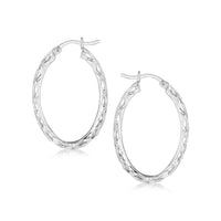Thumbnail for Sterling Silver Oval Woven Hoop Earrings with Rhodium Plating Earrings Angelucci Jewelry   