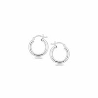 Thumbnail for Sterling Silver Polished Hoop Style Earrings with Rhodium Plating (15mm) Earrings Angelucci Jewelry   