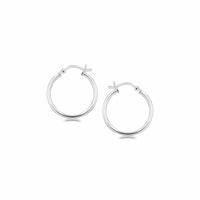 Thumbnail for Sterling Silver Polished Thin Hoop Earrings with Rhodium Plating (20mm) Earrings Angelucci Jewelry   