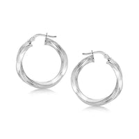 Thumbnail for Sterling Silver Polished Twist Style Hoop Earrings Earrings Angelucci Jewelry   